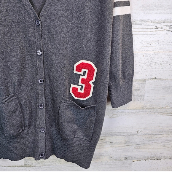 U.S. Polo Assn. Womens V-Neck Varsity Cardigan Sweater 2X Gray University Preppy - Picture 8 of 9